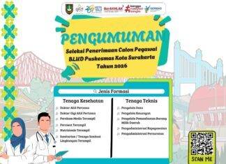 Dinkes Solo Buka Rekrutmen 18 Pegawai BLUD Puskesmas, Formasi, Syarat dan Tata Caranya Dinkes Solo membuka 18 rekrutmen pegawai BLUD, lowongan diprioritaskan domisili Solo. foto: Instagram/dinkessurakarta