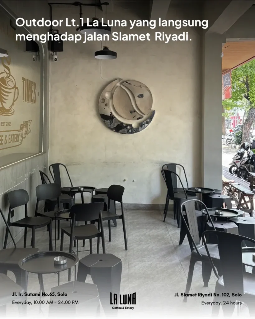 Cafe Kopi di Solo Buka 24 Jam di Slamet Riyadi. foto: Instagram/lalunacoffe.id