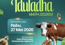 Hasil Sidang Isbat, Pemerintah Umumkan Idul Adha 2026 27 Mei 2026 Pemerintah menetapkan Idul Adha jatuh pada Rabu 27 Mei 2026. foto: Instagram/kemenag_ri