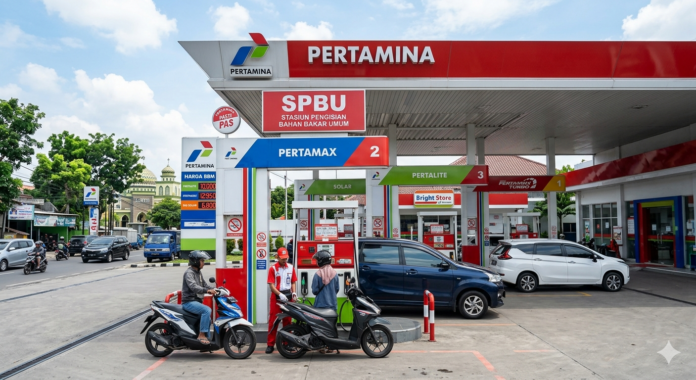 Pertamina Patra Niaga mulai 10 Juni 2026 menaikkan harga bahan bakar non-subsidi Pertamax (RON 92) naik dari Rp12.300 menjadi Rp16.250 per liter dan Pertamax Green 95 (RON 95) naik dari Rp12.900 menjadi Rp17.000 per liter. foto: Gemini AI Pertamina Patra Niaga mulai 10 Juni 2026 menaikkan harga bahan bakar non-subsidi Pertamax (RON 92) naik dari Rp12.300 menjadi Rp16.250 per liter dan Pertamax Green 95 (RON 95) naik dari Rp12.900 menjadi Rp17.000 per liter. foto: Gemini AI